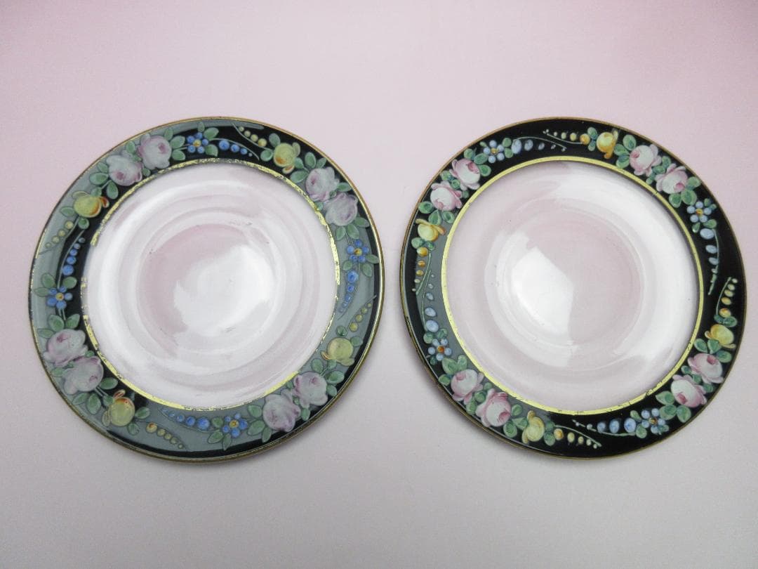 ビンテージ プレート付き 花模様 デザートグラス 70905