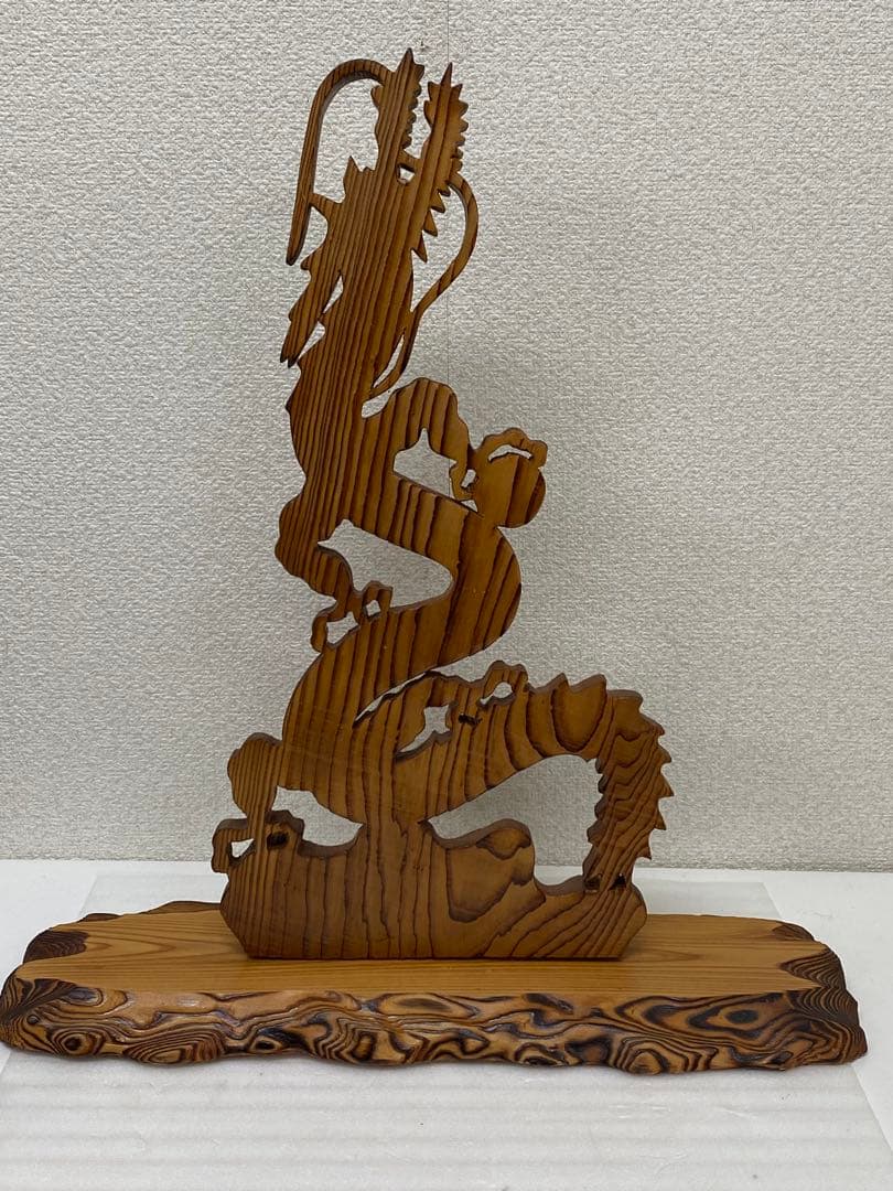 3-2416 銘木屋久杉 祥瑞 昇龍 木彫り工芸