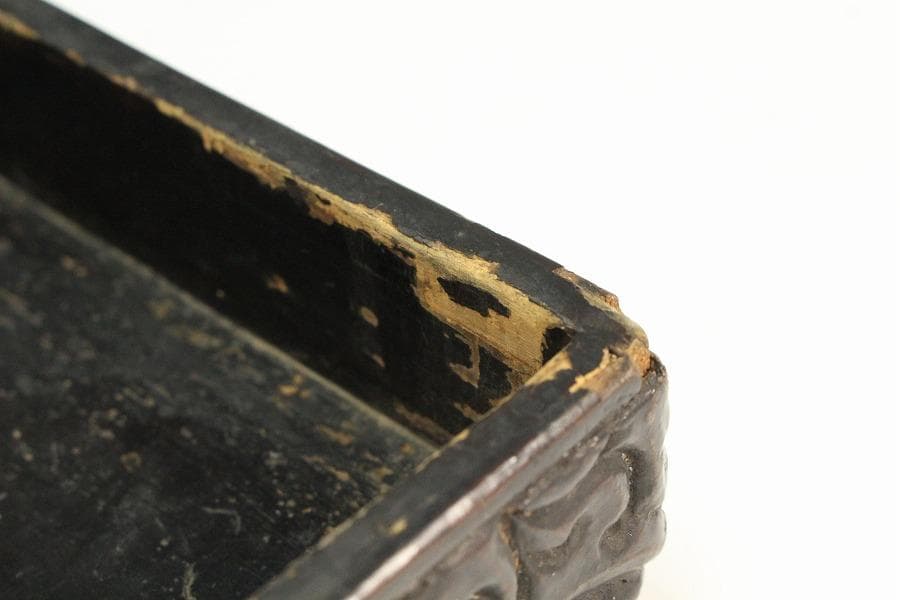 中国美術 彷 堆黒 具利縁 人物鳳鶴紋 蓋物(K-YC375) - メルカリ