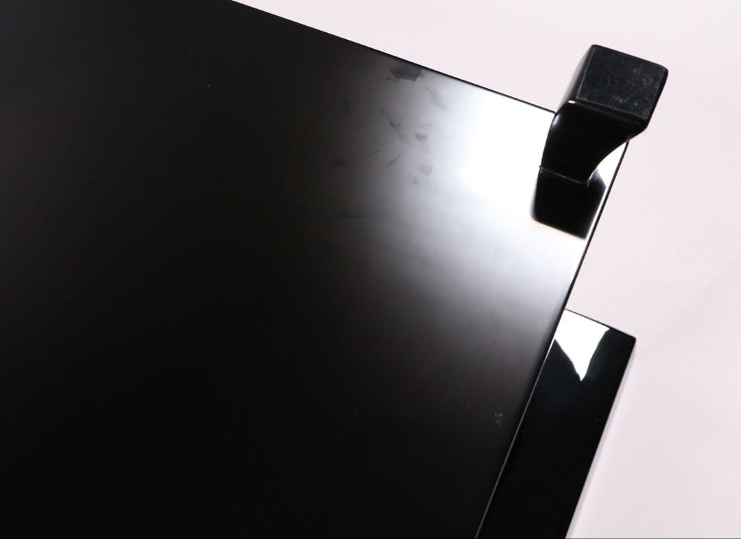 輪島塗 黒塗 二段卓 冠卓 幅52.7×32cm 木製 花台 漆芸【