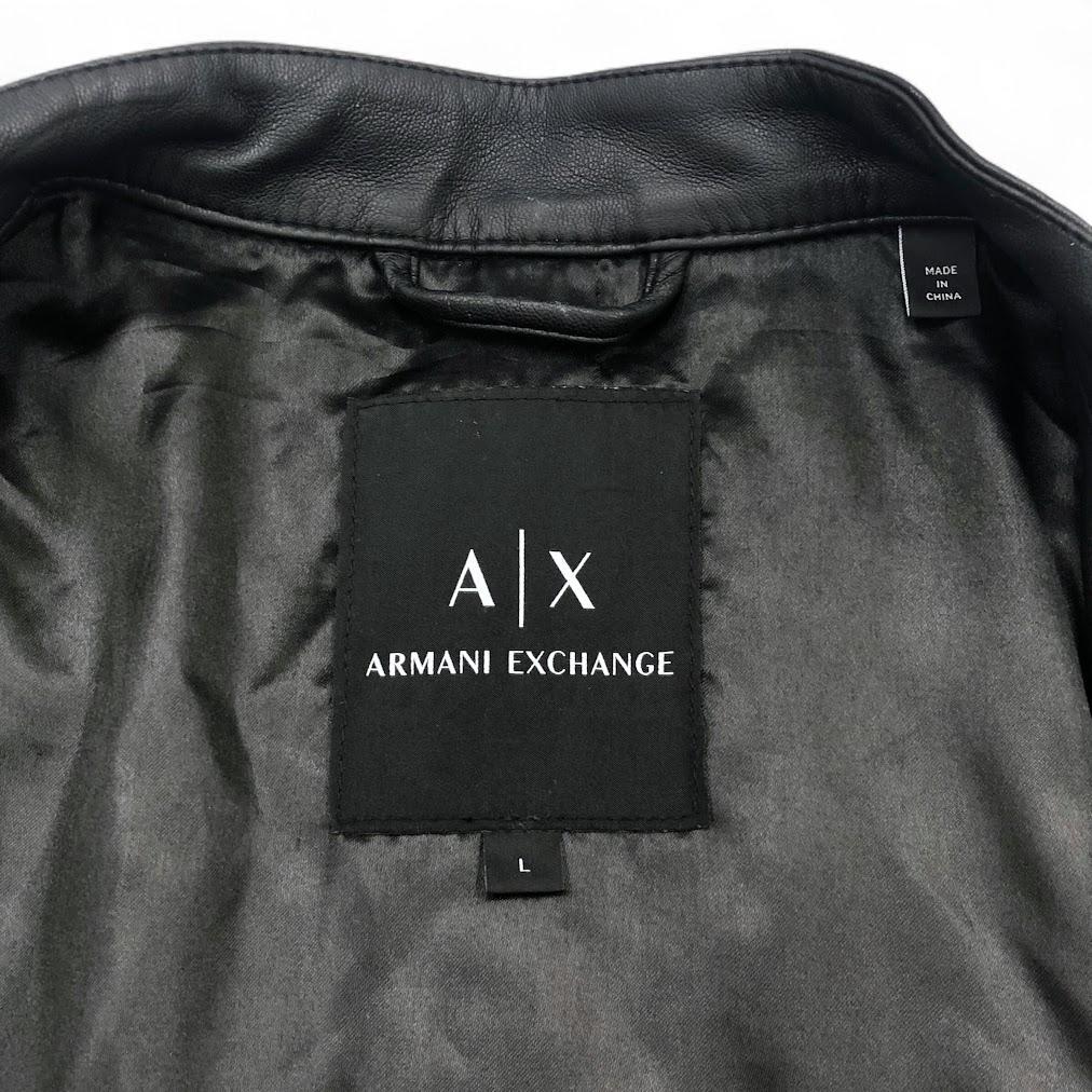 美品 アルマーニ エクスチェンジ フェイクレザー シングルライダース