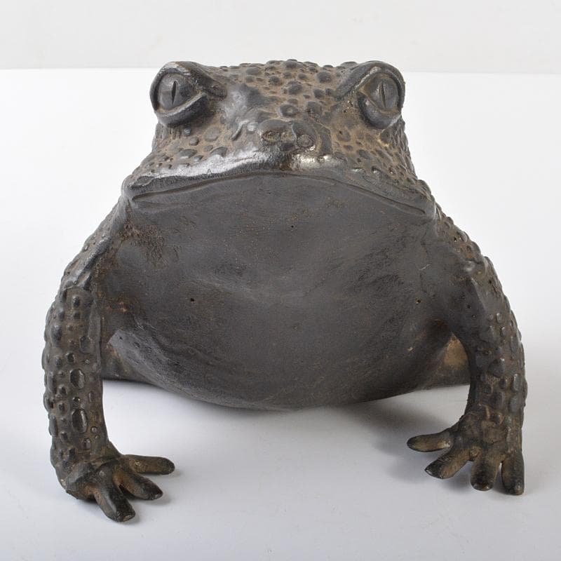 中国　古銅宣徳銅　蛙　置物　約1.9㎏　F　R6555