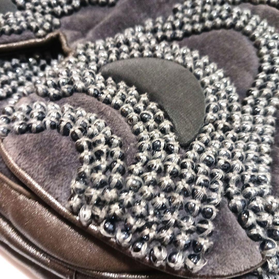 最終値下げ！ジャマンピエッシュビーズ装飾付きグレーショルダーバッグ