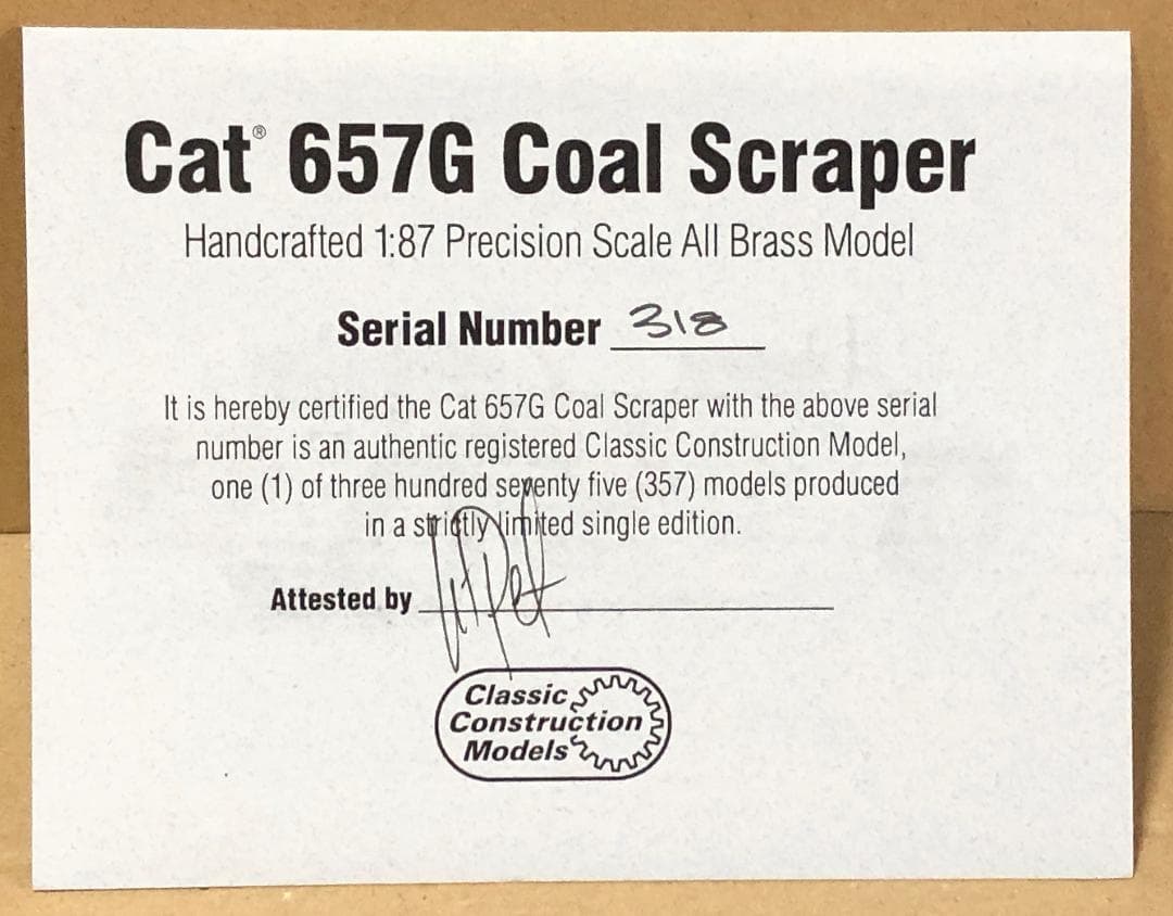キャタピラー657Gコールスクレーパー 1/87HOスケール　ブラスモデル