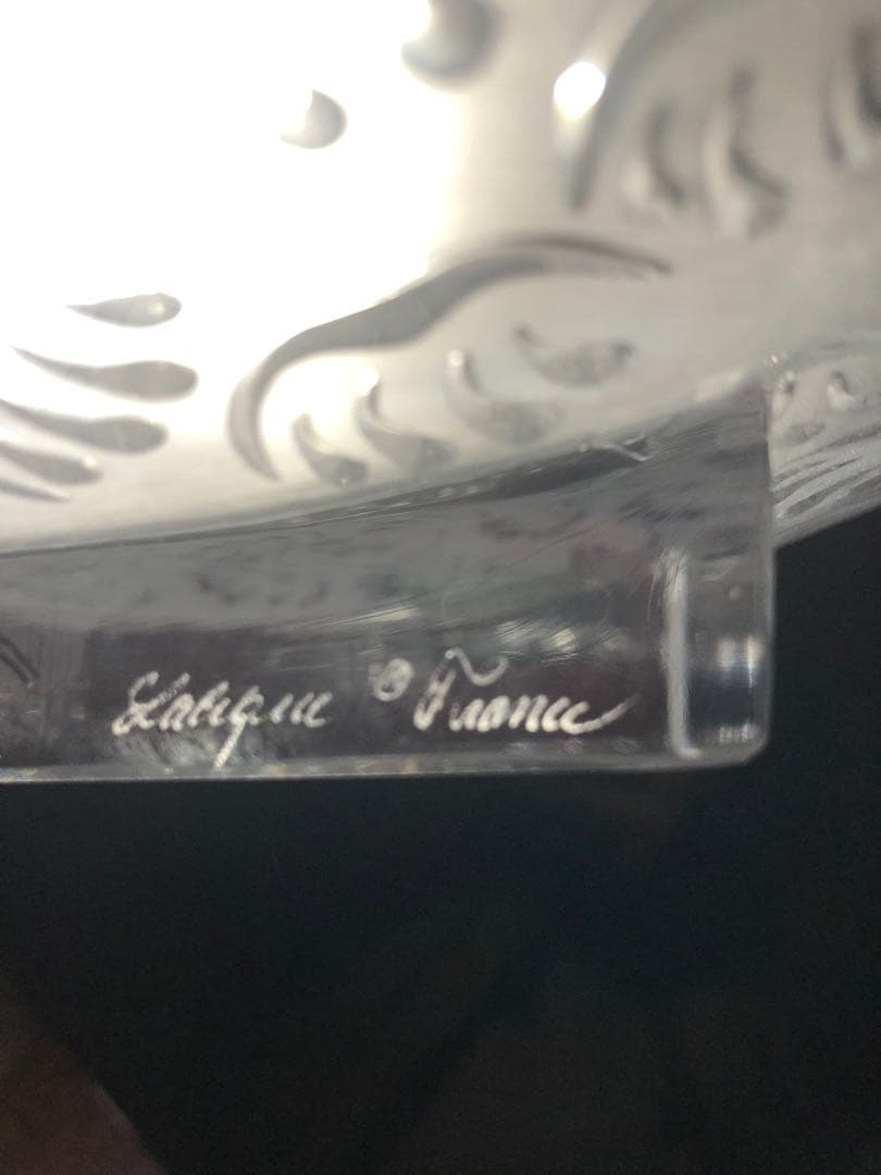 LALIQUE クリスタル 大型サービングプレート 葉/羽根 モチーフ30 cm