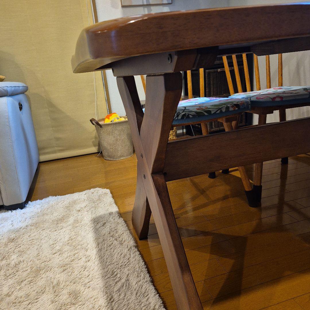 1/15まで　天然木　ダイニングテーブル X型脚135×80送料込み