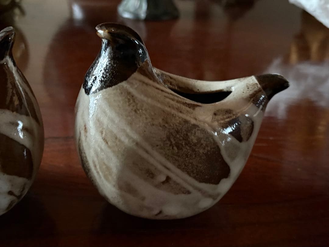 未使用品】越中瀬戸焼 釋永由紀夫 雷鳥徳利 御猪口セット 釋