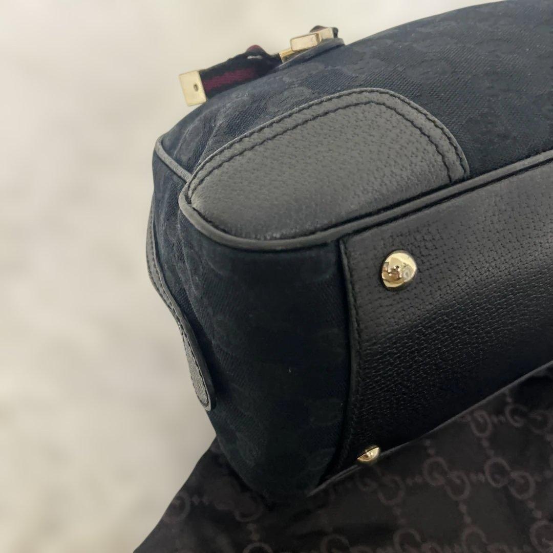 【美品】GUCCI プリンシー GGキャンバス ミニボストンバッグ 肩掛け 黒