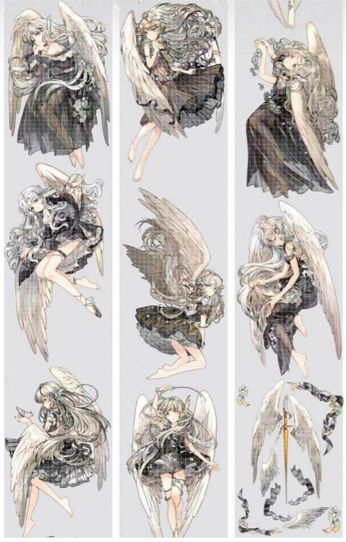 《在庫ラスト❗️処分セール》海外人物　マスキングテープ　墨魚 14点　⚠️ホロpet