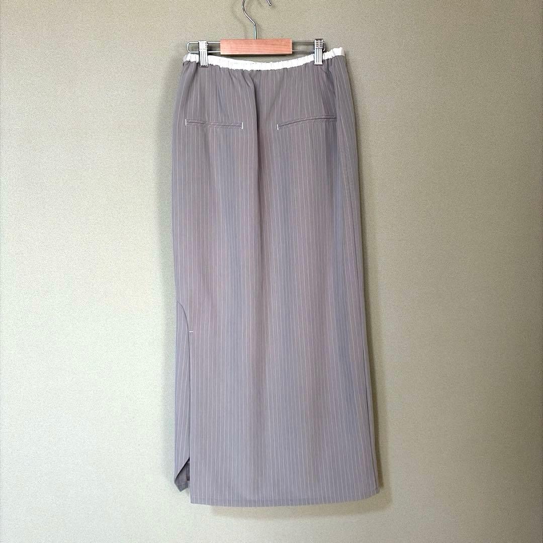 ANDRESD ピンストライプペプラムセットアップドレス ベージュ Mサイズ