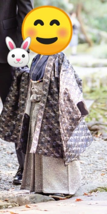 七五三 男の子用袴 三角紋様 ネイビー(青、紺)とグレー