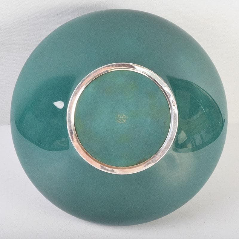 七宝焼 安藤七宝店 純銀刻印 紫陽花文 花瓶 時代箱付 U R9192B