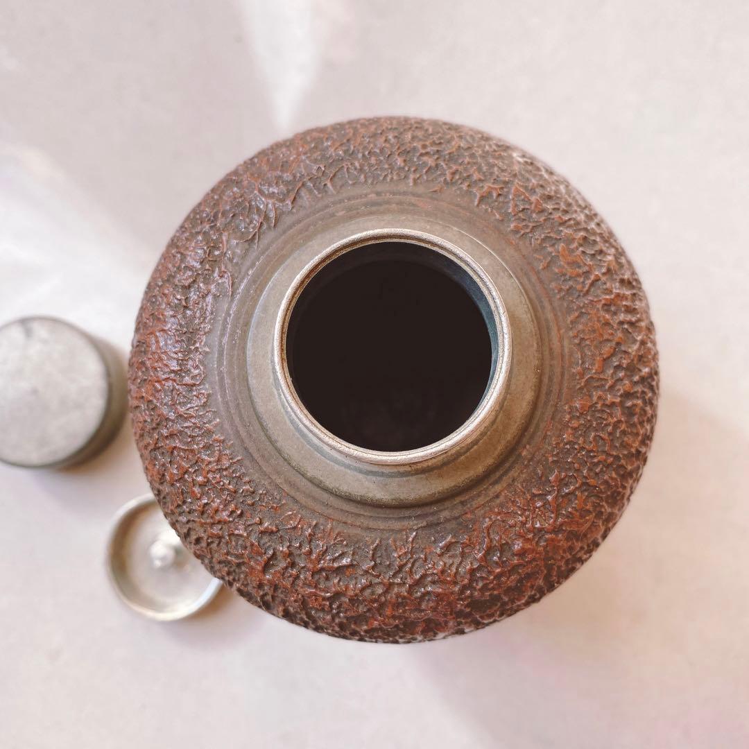 備前 茶筒 錫 vintage