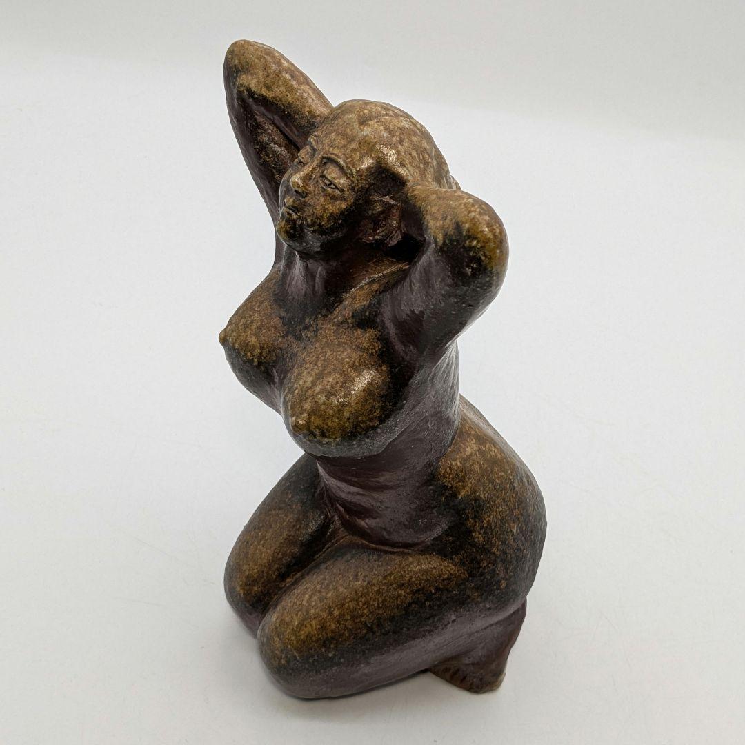 木南知加選 備前焼 裸婦像 共箱合布 置物 陶像 細工物