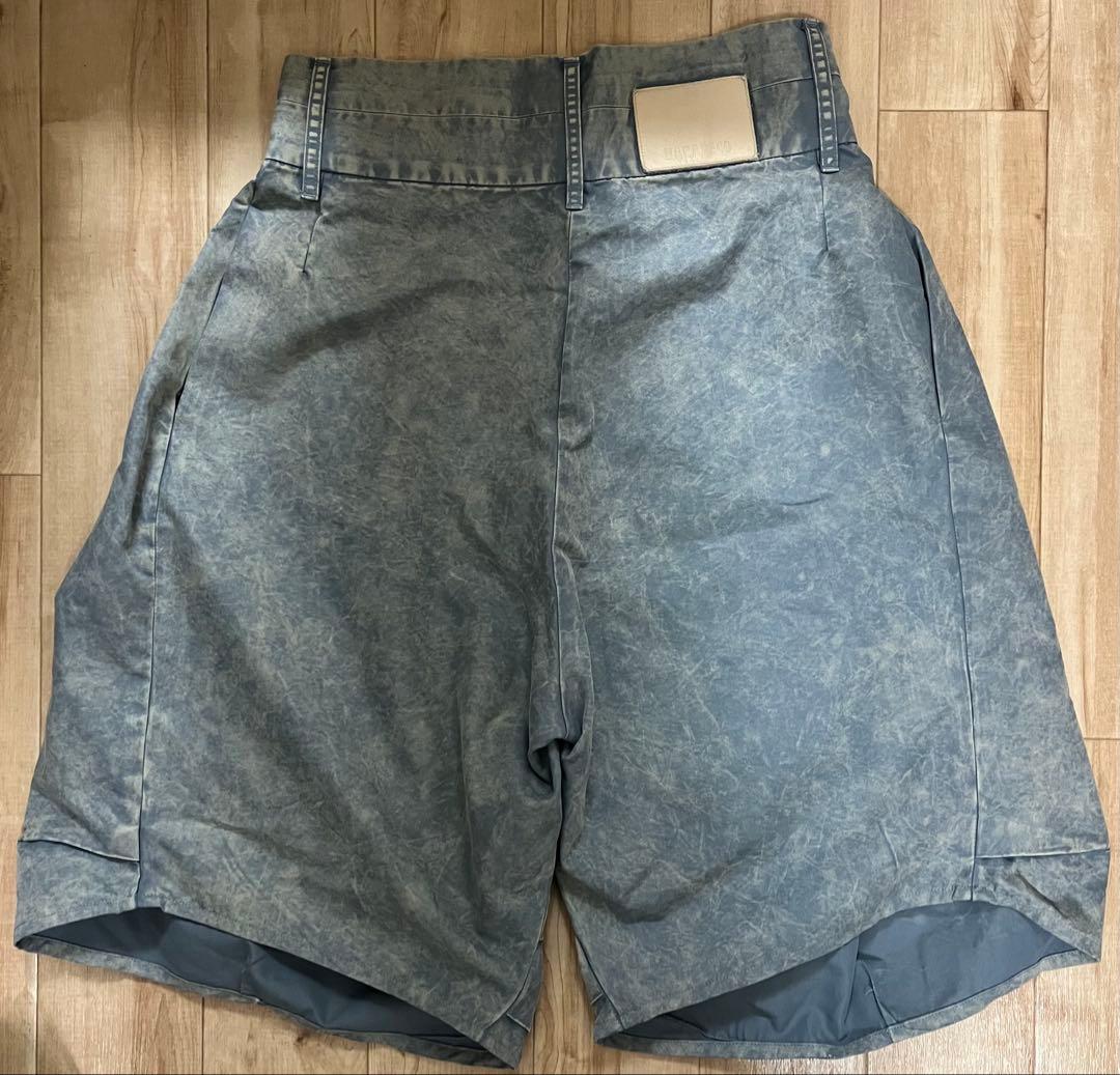 harapeco Washed-DEFORMED HALF PANTS-ブルー