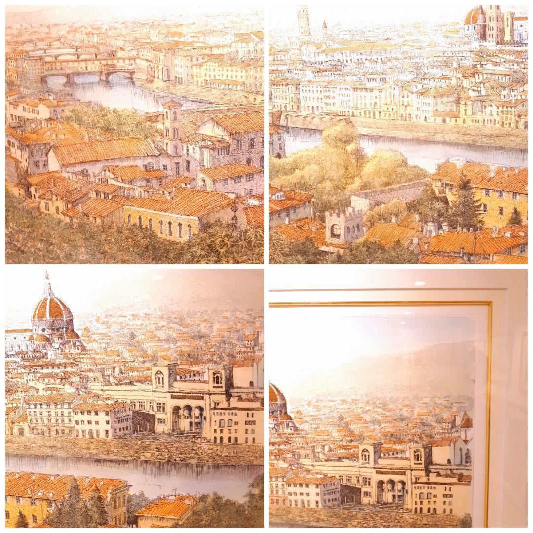 希少 織田義郎作品 172/200 風景画 エッチング技法 手彩 サイン入り