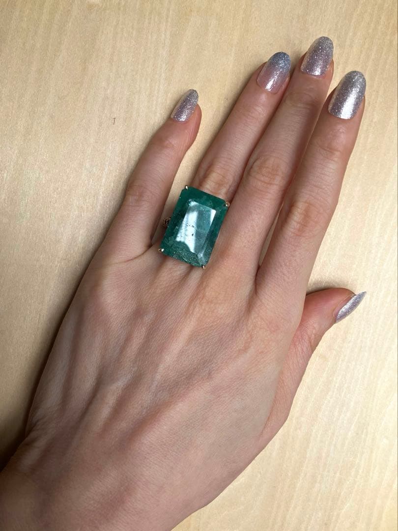 訳あり32ctグリーンベリルリング・指輪ゴールドK18金ゴールド 匿名配送