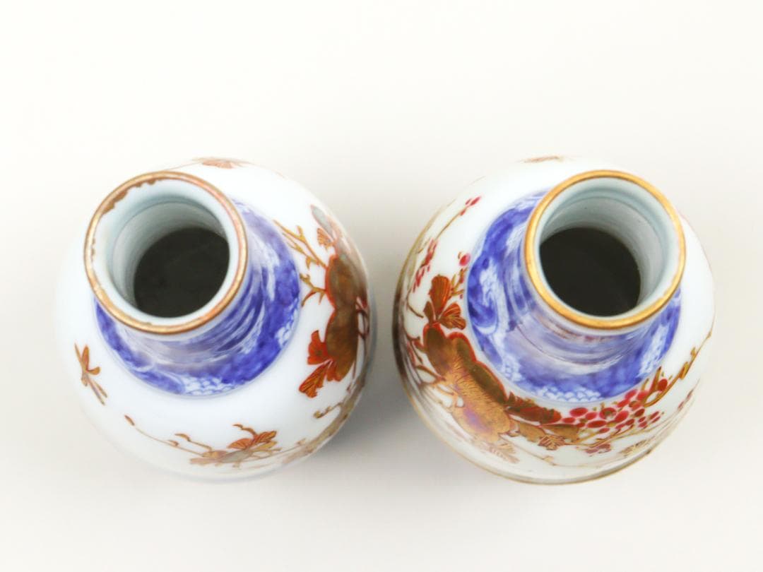 錦手捻祥瑞徳利 一対 酒器 酒注 花生け 収納箱