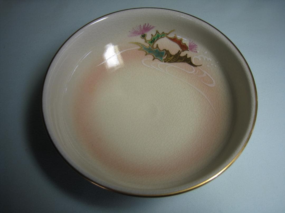 京焼抹茶碗仁清写し【仁清あざみ茶盌】加藤松香共箱