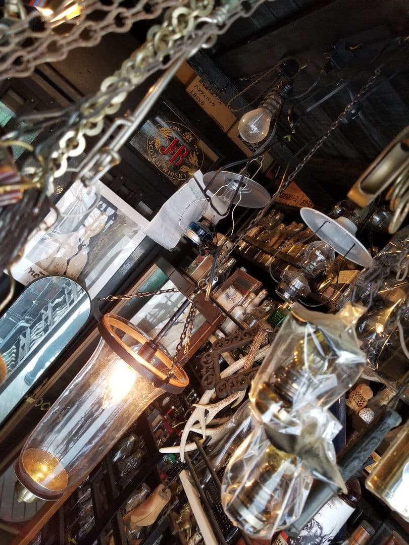 希少 ヴィンテージ ロートアイアン 釣り鐘 気泡 手吹き 硝子 吊り下げ