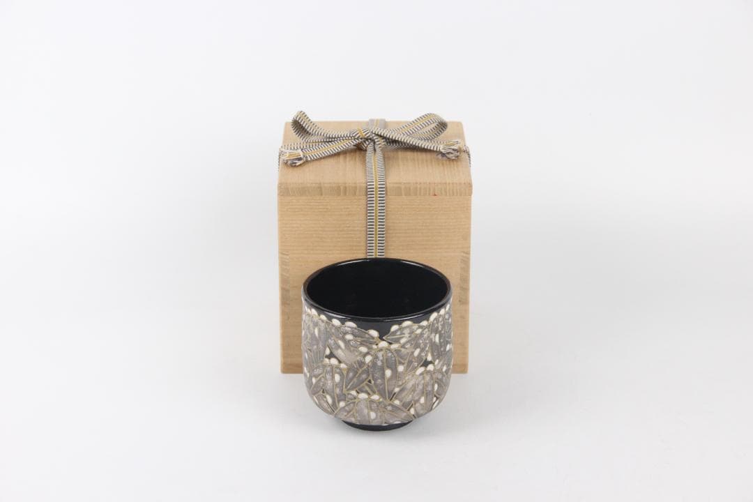 京焼　八世乾山　山本如仙作品　笹　雪笹絵　共箱　茶道具 本物保証 EN21-27 京焼 八世乾山 山本如仙作品 笹 雪笹絵 共箱 茶道具