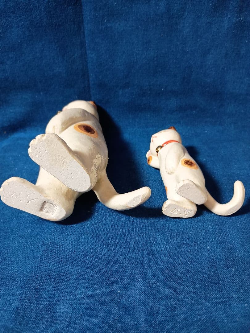 招き猫 右手上げ立ち招き猫陶器製大小 山崎清孝作品 新品長期保存品