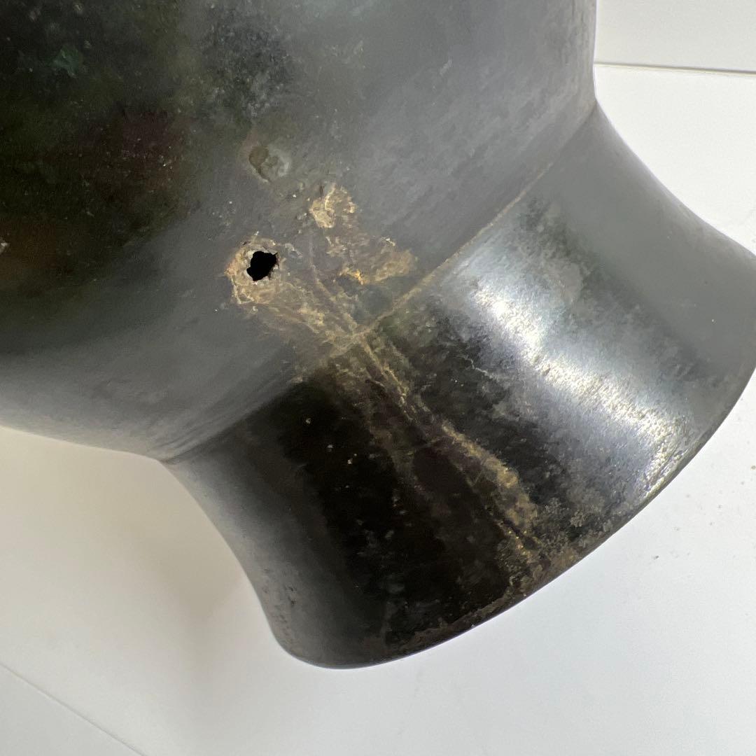 中国清時代 鳥耳付古銅花瓶 高さ約33.5㎝ 3462g 東Y7-