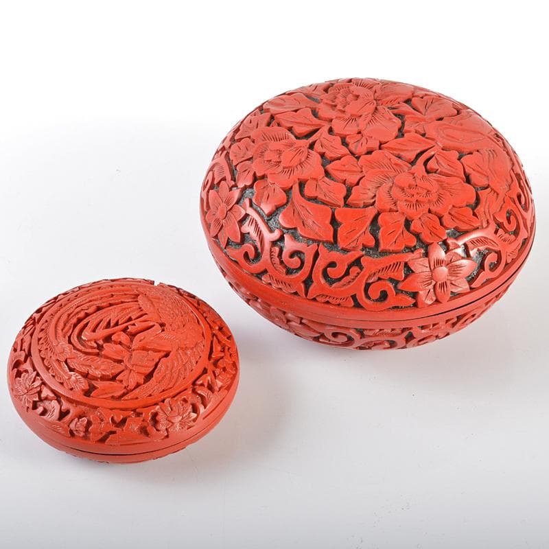 中国 剔紅 堆朱 牡丹文 鳳凰文 蓋物 2点まとめて V R6346 - メルカリ