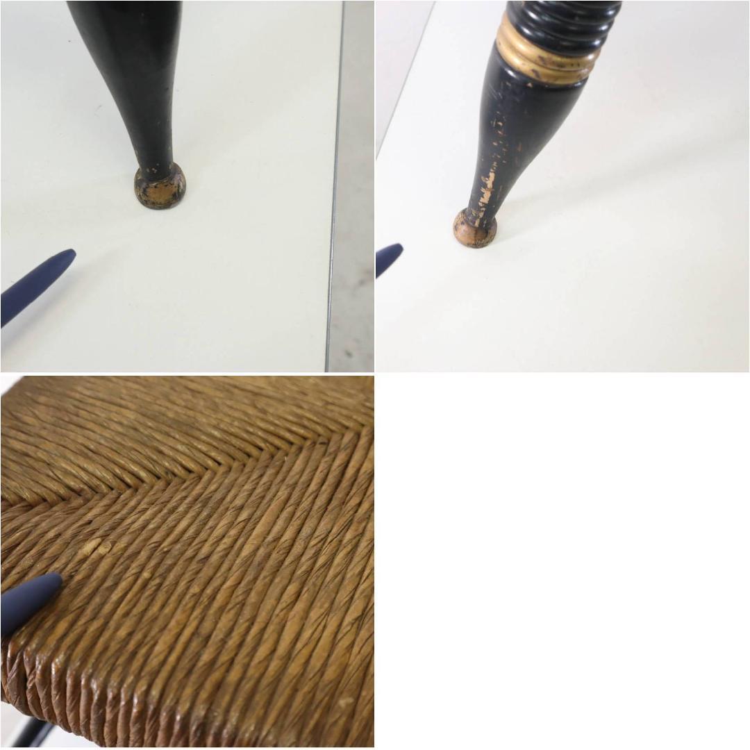 希少 ヴィンテージ ヒッチコックチェア スツール ラッシュシート 黒×ゴールド