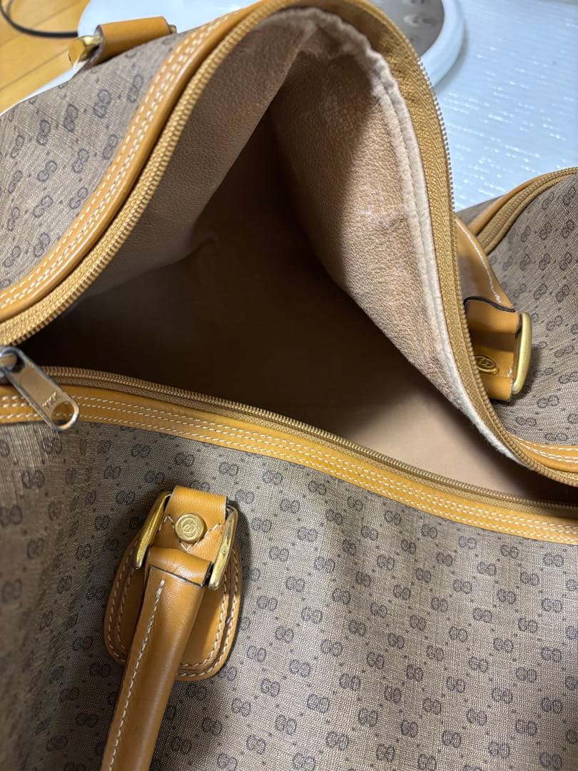 GUCCIブラウン ボストンバッグ 中型 キャンバス・レザー