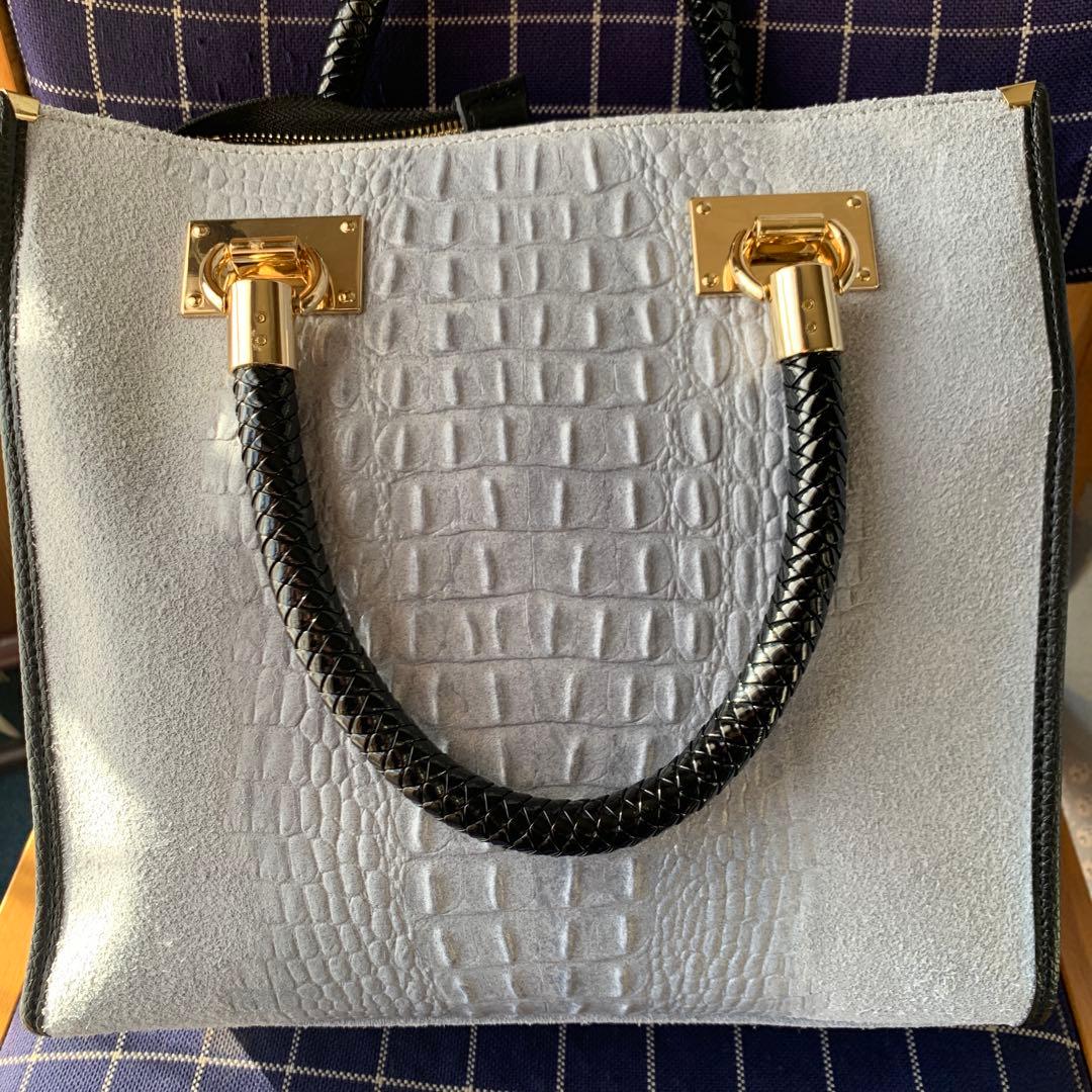 chikcc スカイブルー　牛革ショルダーバッグ 編み込みハンドル