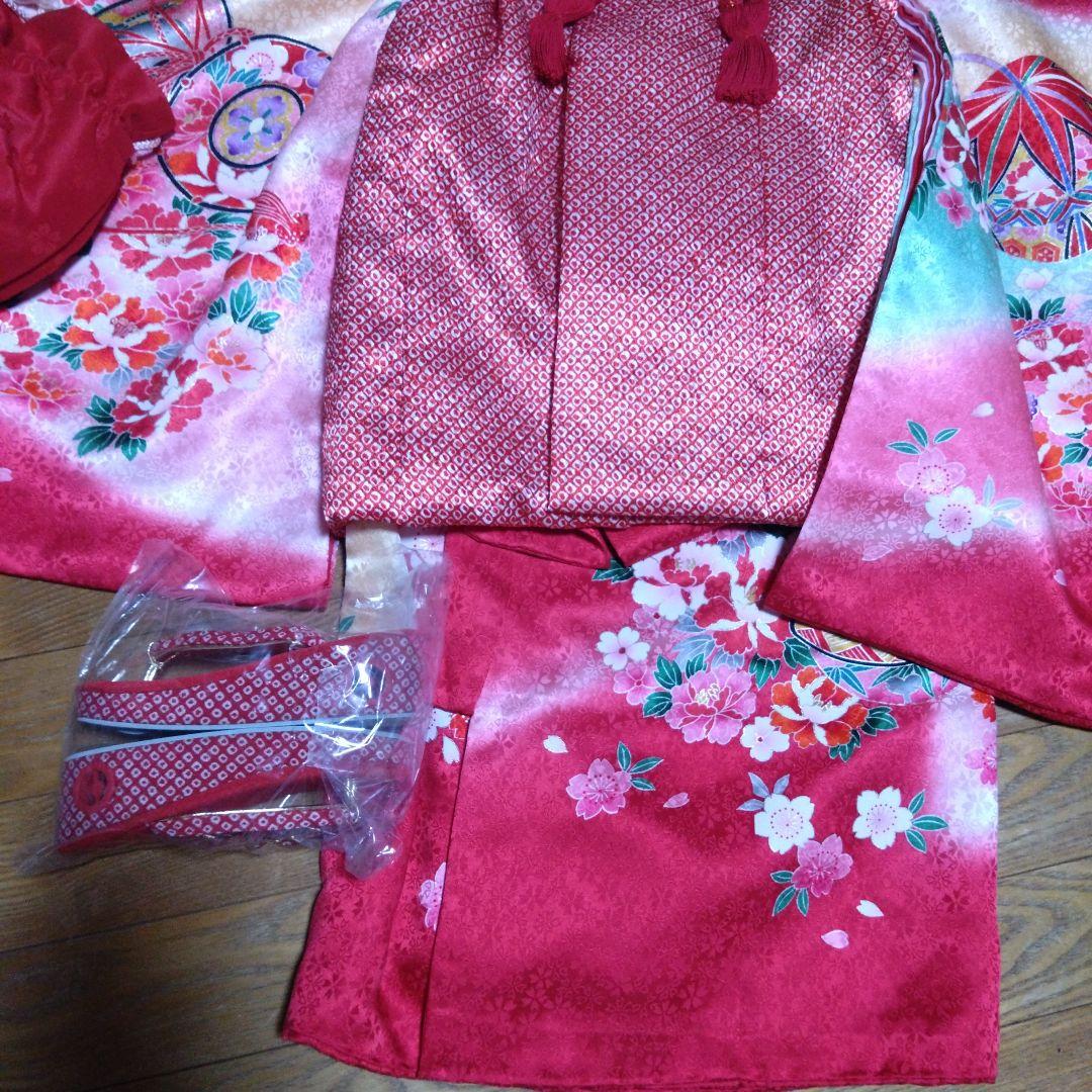 三歳★被布＆正絹花柄着物＆刺繍長襦袢＆小物