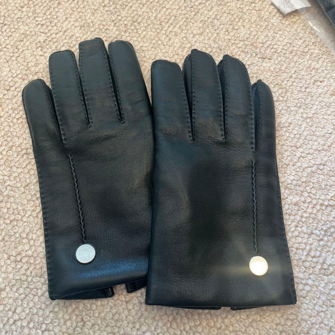 新品】 エルメス ラムスキン レザーグローブ メンズ8 カシミア裏地