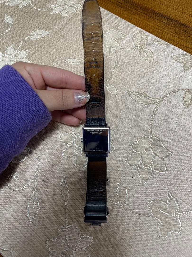 Tiffany & Co. アナログ腕時計 ブラックレザー