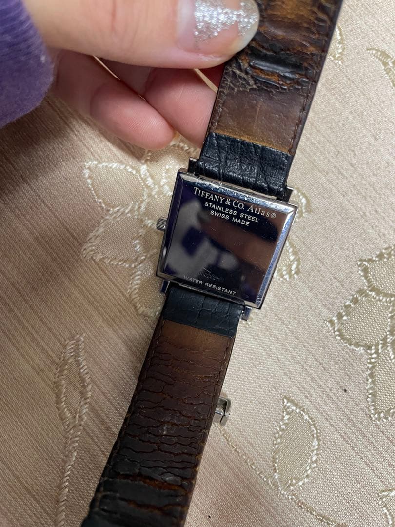 Tiffany & Co. アナログ腕時計 ブラックレザー