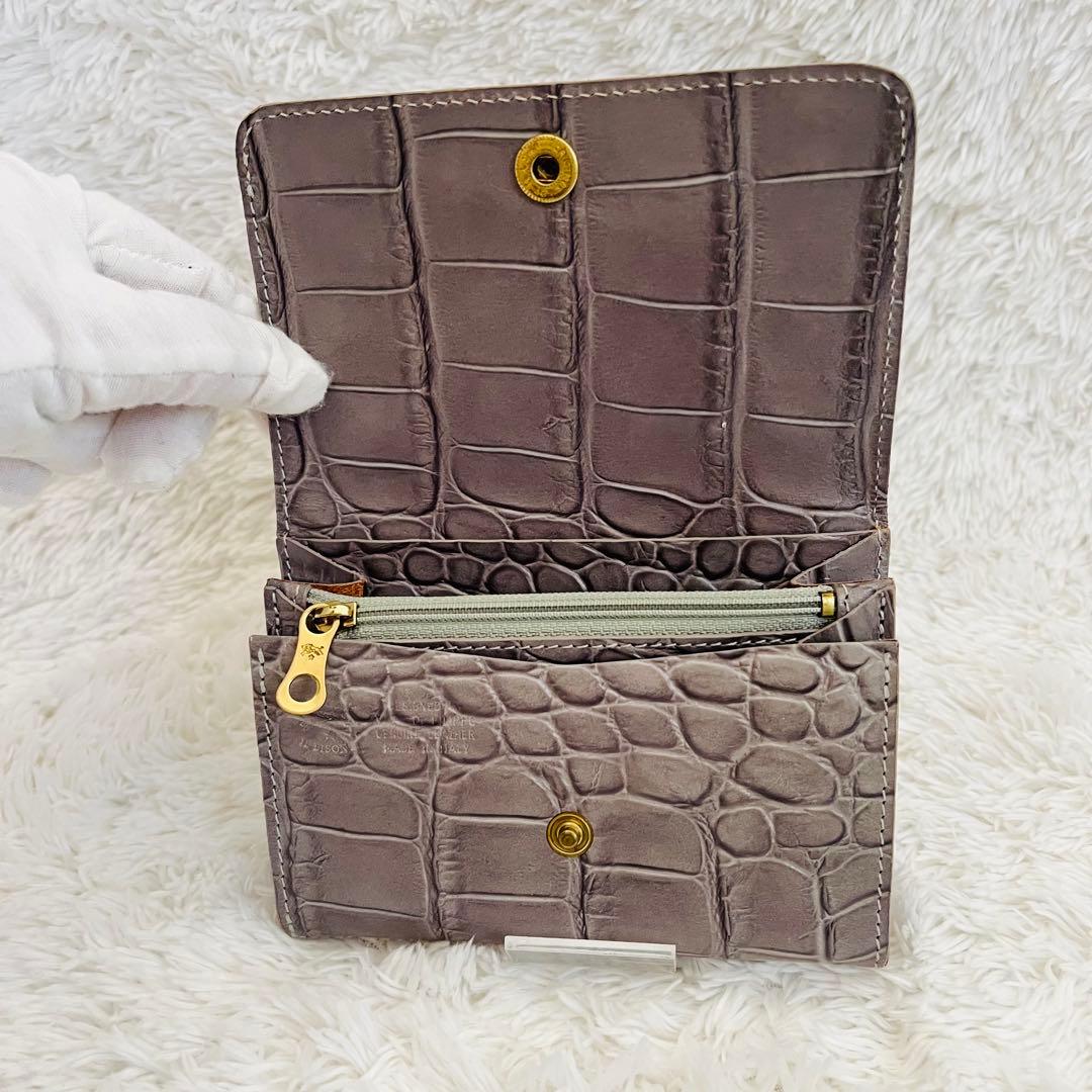 【希少】IL BISONTE クロコ型押し　二つ折財布　本革　バイソン刻印　高級