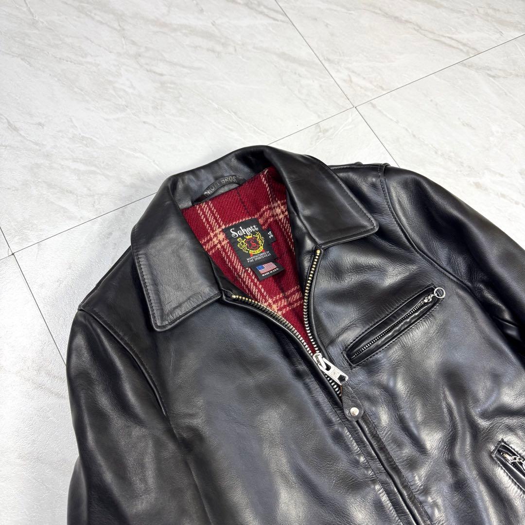 美品 schott 6103us シングルライダース ホーウィンレザー 34 黒