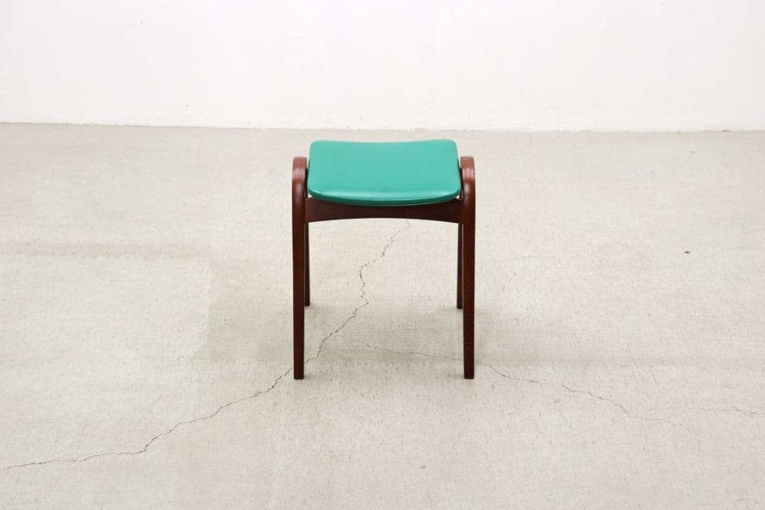 秋田木工 剣持勇 ビーチ材 スタッキングスツール No.202 レトロ 緑