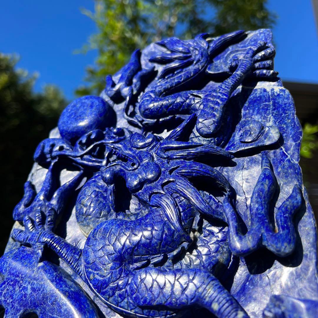 ✳️限定品✨極上開運☆龍彫刻✨ラピスラズリ 龍 龍彫り 原石 天然石