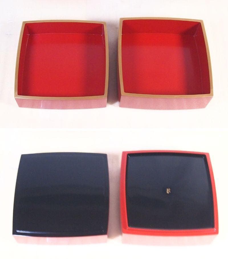 極美品】輪島塗 わじま慶塚 朱塗金縁 屠蘇器 五つ揃/銘々皿/四段重箱