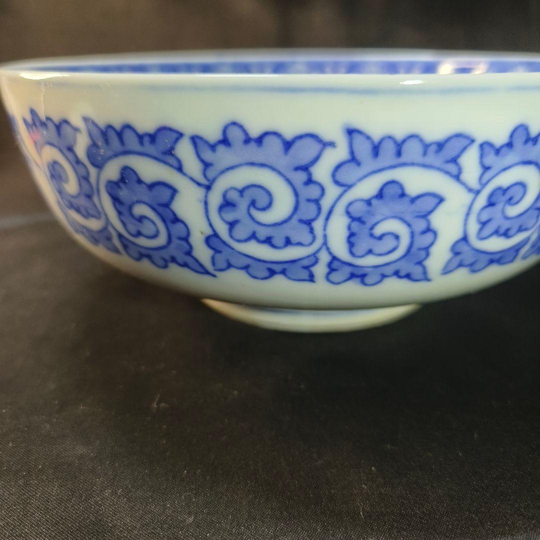 古伊万里 染付三つ鉢 山水風景文 手描き 明治骨董 古美術品 蒐集家放出