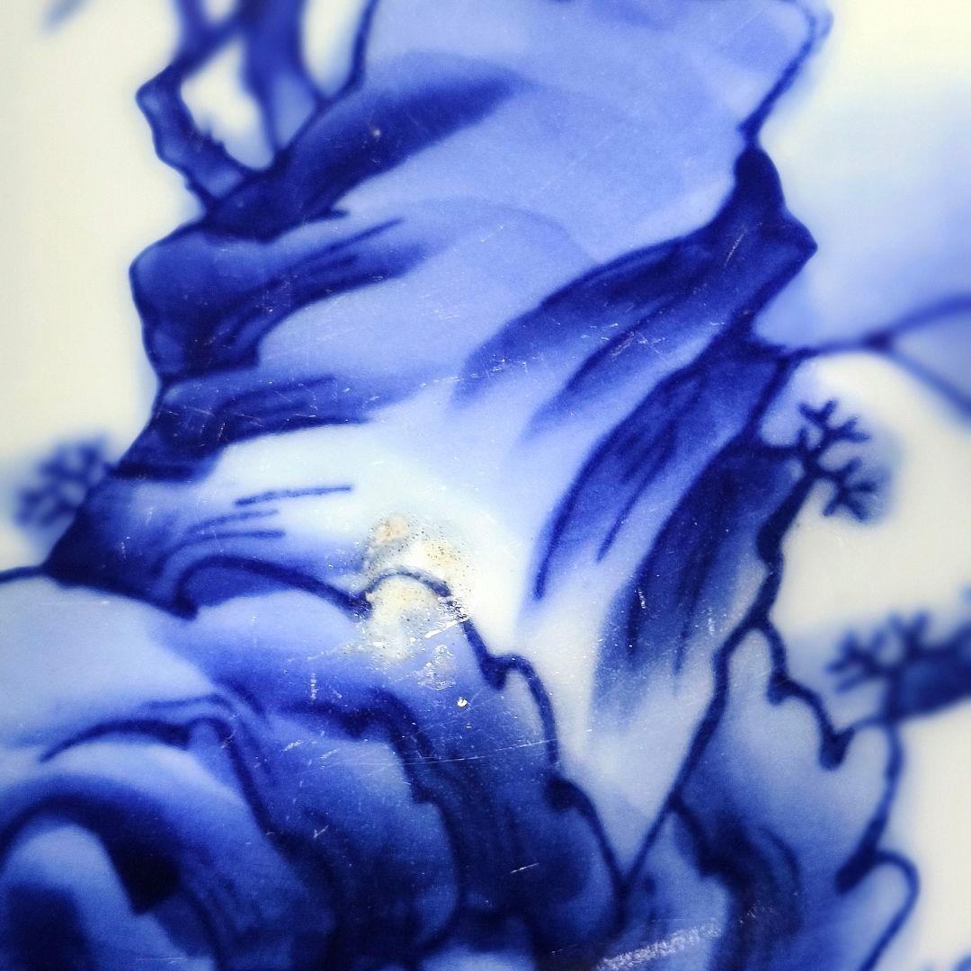 古伊万里 染付三つ鉢 山水風景文 手描き 明治骨董 古美術品 蒐集家放出