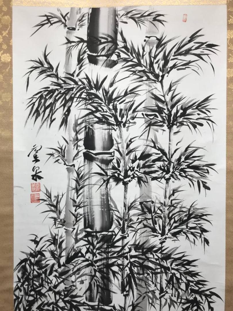 【真作】三浦霊泉/墨竹図/竹図/掛軸/名家伝来/AC-216
