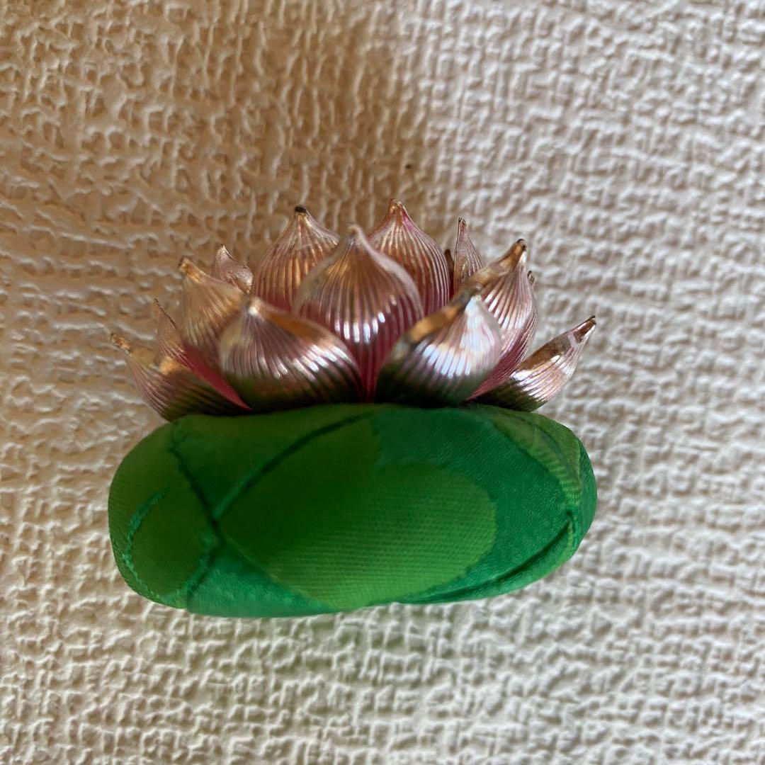 美品✨光則 純銀製仏花 蓮飾り（ピンク）1.7号 仏具 おりん 純金仕立て