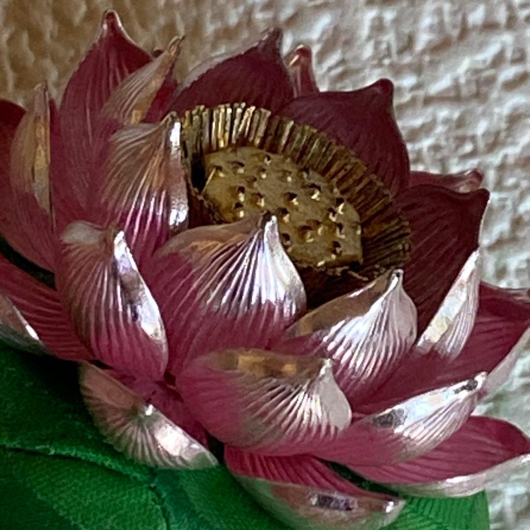 美品✨光則 純銀製仏花 蓮飾り（ピンク）1.7号 仏具 おりん 純金仕立て