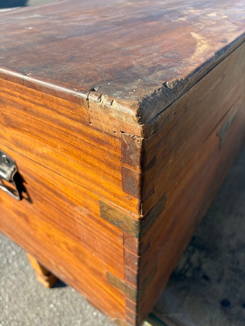 レトロ アンティーク 木製トランク トランク 木箱 船トランク