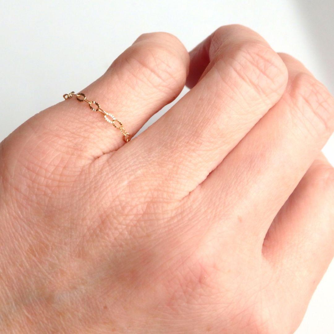 アンちゃん　k18リング　チェーンリング　スクリューチェーン　ペタル