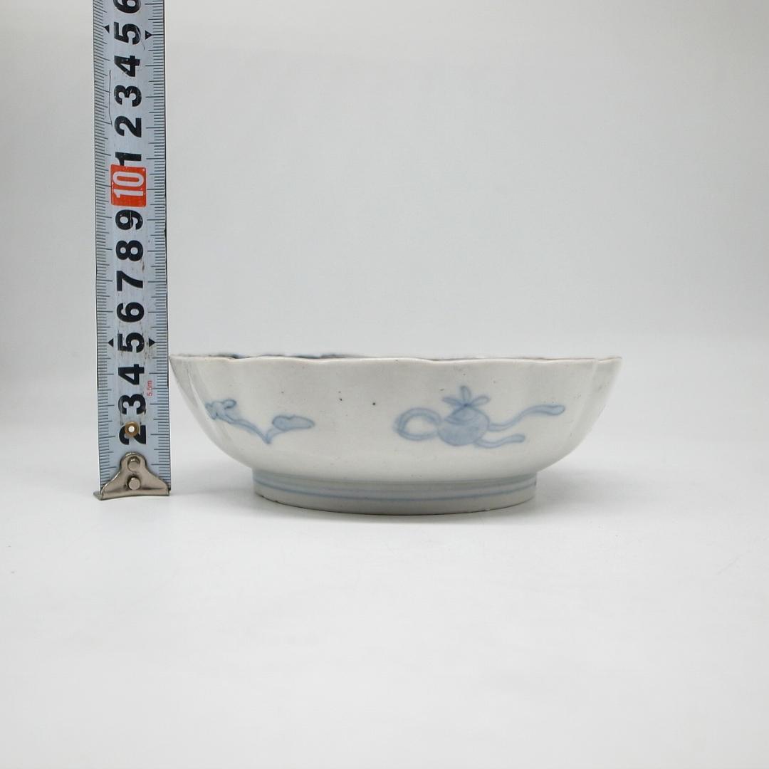 古伊万里　錦手　花に水車文様　なます皿　2枚