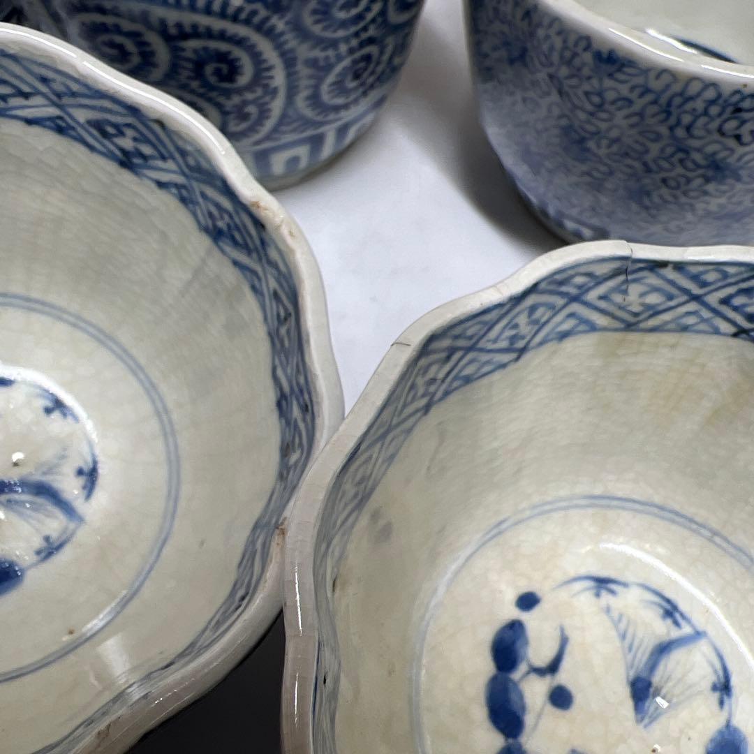 江戸後期 古伊万里 蛸唐草猪口等12客 東Y7-1208③トヒオサ