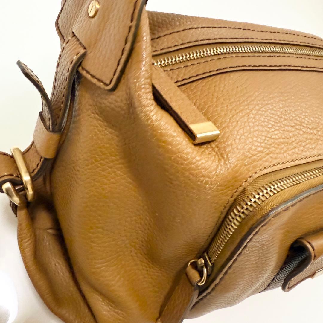 トッズ　ワンショルダー　ハンドバッグ　トート　シボ革　レザー　ブラウン系